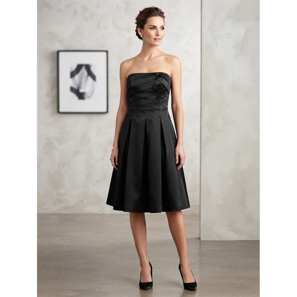 White House Black Market Strapless Dress Satin Pleated Size 8 NWT Cocktail Party